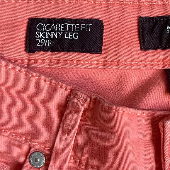 Nine West Mid Rise Cigarette Fit Skinny Leg Ankle Jean Pant, Size 8/29, Peach - Picture 3 of 12